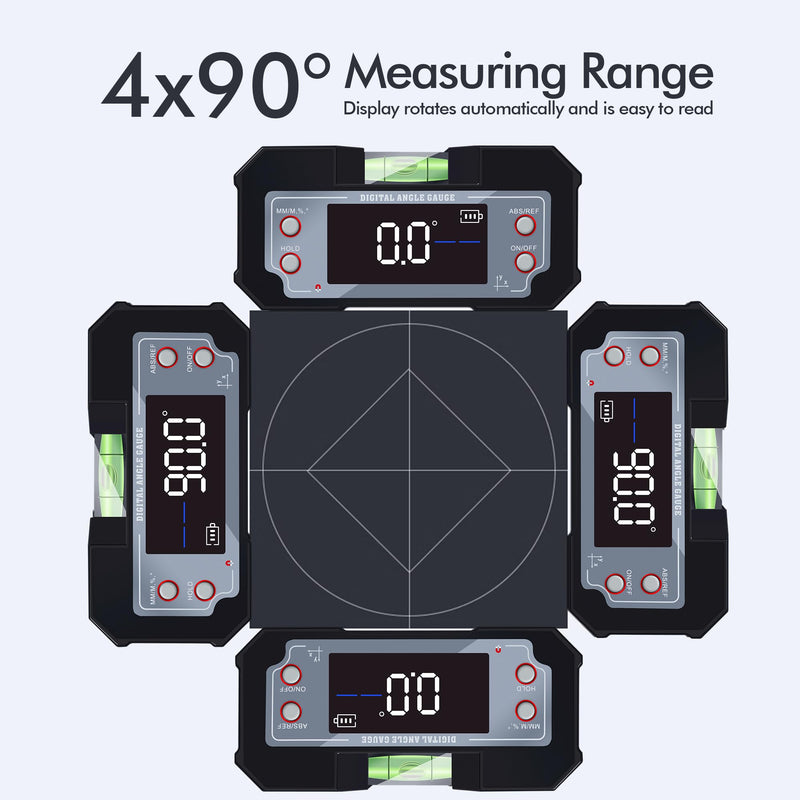 [Australia - AusPower] - 3-in-1 Digital Angle Gauge Inclinometer with Magnetic Base Dual-Axis (XY Axis) Bevel Angle Finder Backlight Display High Accuracy IP54 Waterproof for Woodworking Saw Blade Alignment & DIY Projects Grey 