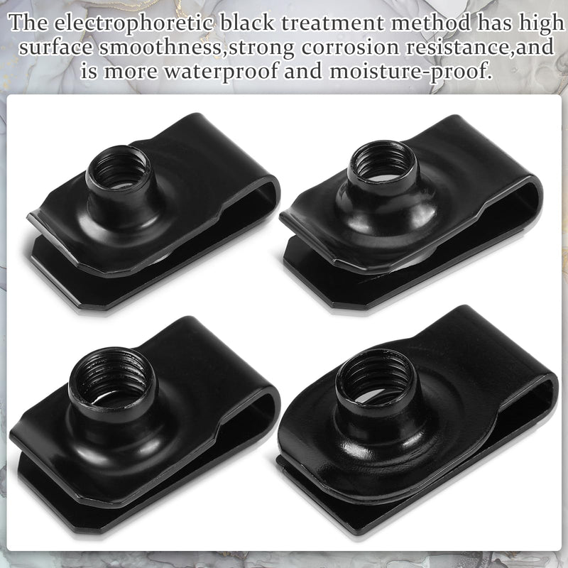 [Australia - AusPower] - 25 Pcs Extruded U Type Nuts Bumper Fender U Style Clip on Nut Extruded U Style Nuts Spring Nuts Black U Style Fasteners for Automotive Metal Fender Grill Retainer Clips(M8) M8 