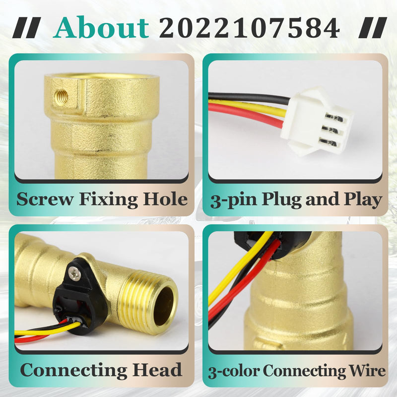 [Australia - AusPower] - Water Flow Sensor for Girard GSWH-2 Tankless Water Heater – Replacement Part #2022107584 (2GWH-24) 1-Pack Upgrade 