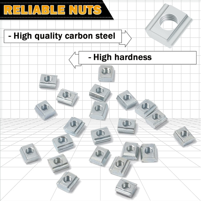[Australia - AusPower] - KOOTANS 100pcs 2020 Series M5 Sliding T Nuts Metric M5 Thread Slide in T-Nut for 20x20 Standard 6mm T-Slot Aluminum Extrusion Profile 