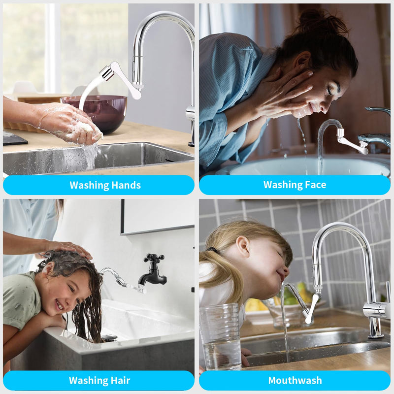 [Australia - AusPower] - Longing Home 1080° Swivel Tap Extension, Heavy Duty Swivel Sink Extension, Universal Swivel Multifunctional Robot Arm, Rotating Spray Filter Extension Set of 2 