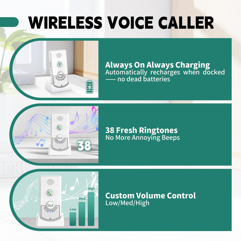 [Australia - AusPower] - 2 Way Voice Intercom, Long Range Wireless Intercomunicador Home Communication System Doorbell Unit, 100m Range Indoor Intercoms Calling System Room to Room Intercom for House, Hospital, Hotel 