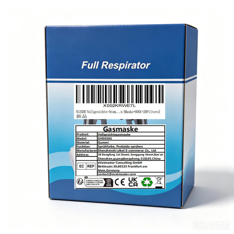 Full Face Respirator Mask with 40mm Activated Carbon Filter 6001CN Filters for Gas, Dust, Spray Paint and Chemicals Mask+6001+20Filters