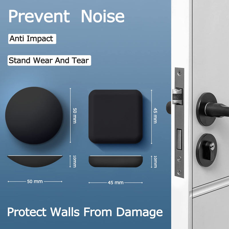 [Australia - AusPower] - XoYoZo Door Stoppers Wall Protector Buffer Guard Doorknob Door Handle Bumper Self Adhesive Silencer Soft Rubber Crash Pad for Home Office Square-Black 