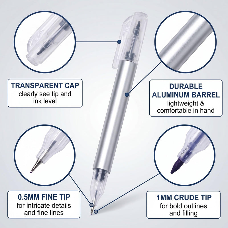 Tattoo Pen Set, Set of 4 Tattoo Stencil Pens with Fine Tip, Permanent Marker for Skin, Tattoo Marker Black, Skin-friendly Tattoo Pens for Artists