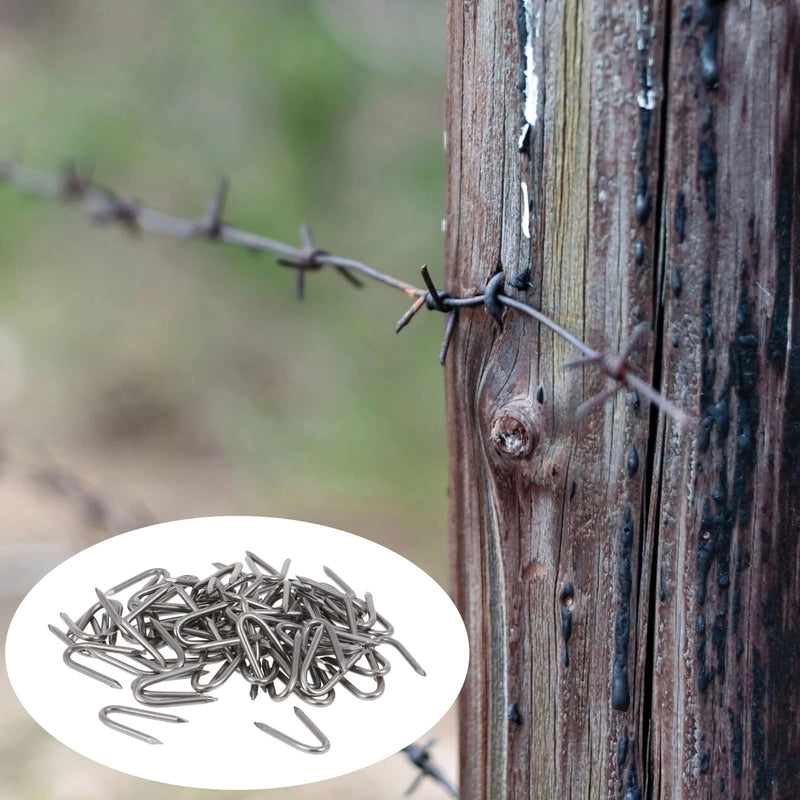 [Australia - AusPower] - 200 PCS Steel Wire Fencing Staples, Galvanized U-Shaped Fence Staple Nails, Heavy Duty Fasteners Staples Nails for Wire Mesh and Woven Fencing 