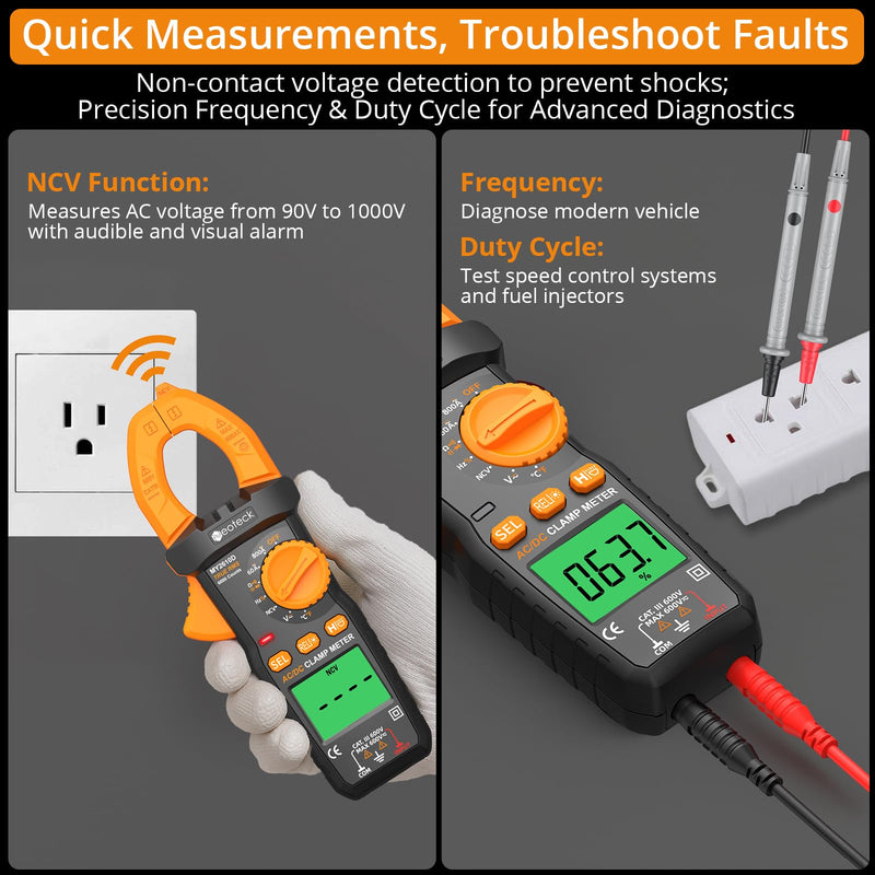 [Australia - AusPower] - Neoteck Clamp Meter 6000 Counts Clamp Multimeter 800A AC/DC Current&Voltage Multimeter with TRMS Capacitance Continuity Resistance NCV Diode Frequency for Home Electrical,Automobile,Industrial,HVAC 