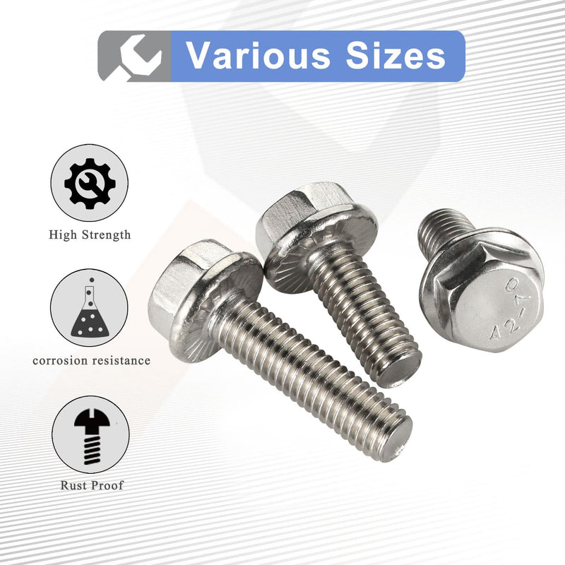 [Australia - AusPower] - 1/4-20 x 3/4" Flanged Hex Head Bolts Flange Hexagon Screws, Stainless Steel A2, DIN 6921, 25 PCS 1/4-20 x 3/4" 