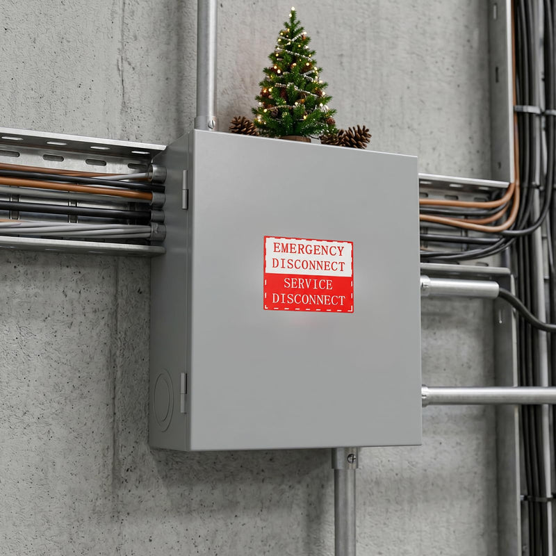 12 Pcs NEC Compliant Emergency Disconnect Sticker 5"x 3.5" Warning Sticker Shut Off Sign Main Service Disconnect Label Decal Notice Danger Labels for Electrical for Indoor Outdoor