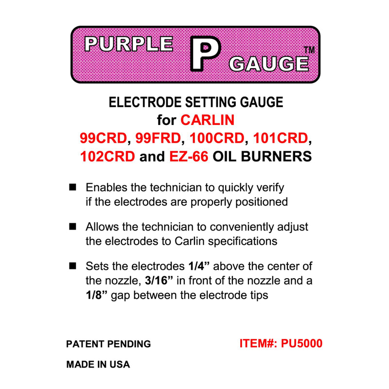 [Australia - AusPower] - Red R Gauge, Yellow Y Gauge, and Purple P Gauge for Electrode Setting on Riello and Carlin Oil Burners 