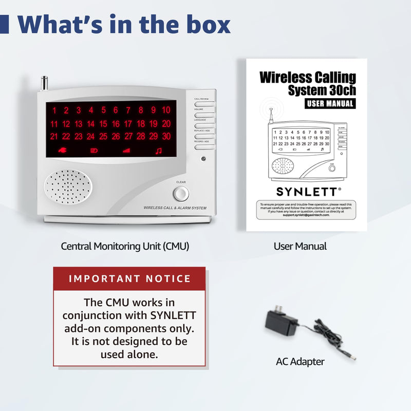 Wireless Call System Central Monitoring Unit CMU Only for Clinic Care Home Restaurant Nurse Call Caregiver Pager Elderly Customer Seniors Additional Component