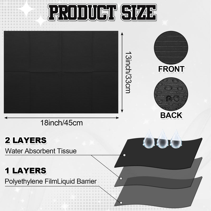 [Australia - AusPower] - 100 Pcs Disposable Salon Tray Cover 13 x 18 Inch 3 Ply Waterproof Pink or Black Salon Tray Protector Cover(Black) 