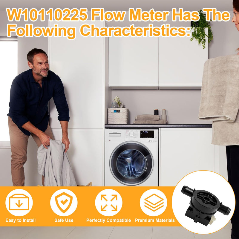 Inlet Flow Meter WPW10110225 Washing Machine Flowmeter Replacement for Whirlpool Kenmore Maytag Washer Parts Measures Amount of Water in Tub Replaces WPW10110225 AP6015043 8181696 PS11748313