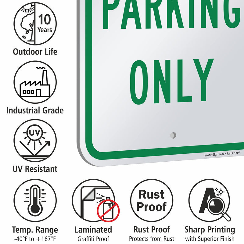 SmartSign 18 x 12 inch “Doctors Parking Only” Metal Sign, Screen Printed, 63 mil Laminated Rustproof Aluminum, Green and White