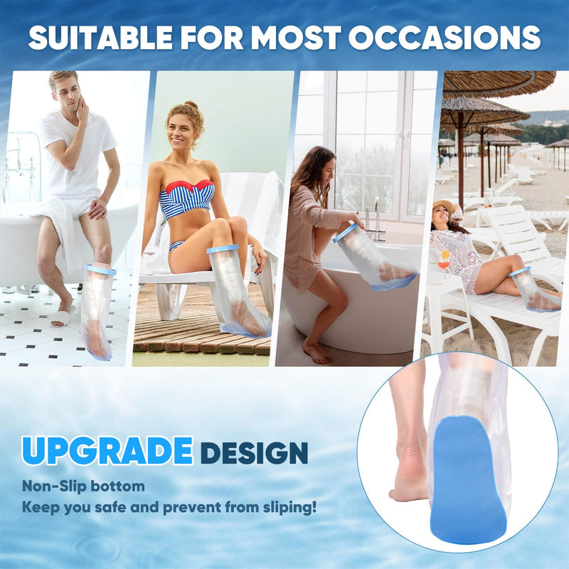 [Australia - AusPower] - Waterproof Leg Cast Cover for Shower Adult Shower Boots for Leg After Surgery with Non-Slip Bottom Ankle Foot Cast Protector for Surgery Bandage Dressing Wound [2025 Upgraded] New-Half Leg 