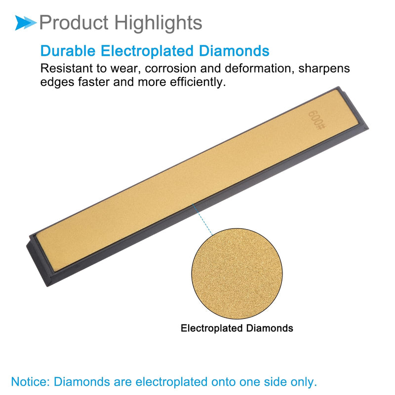 [Australia - AusPower] - CoCud Diamond Sharpening Stone 600 Grit 6" x 0.8" Overall Size Titanium Coated Whetstone Grinding Tool - (Applications: for Metal Grinding) 