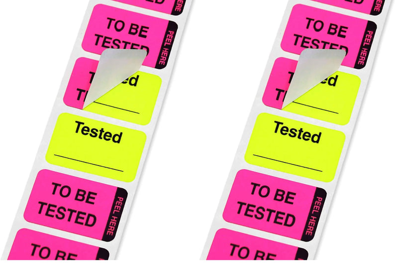 ChromaLabel 1 x 1.50 Inch Fluorescent Pink and Yellow Double Layer Quality Control Label, Imprinted: to Be Tested, Tested, 250 per Dispenser Box (Pack of 2) 1" x 1-1/2" (Pack of 2)
