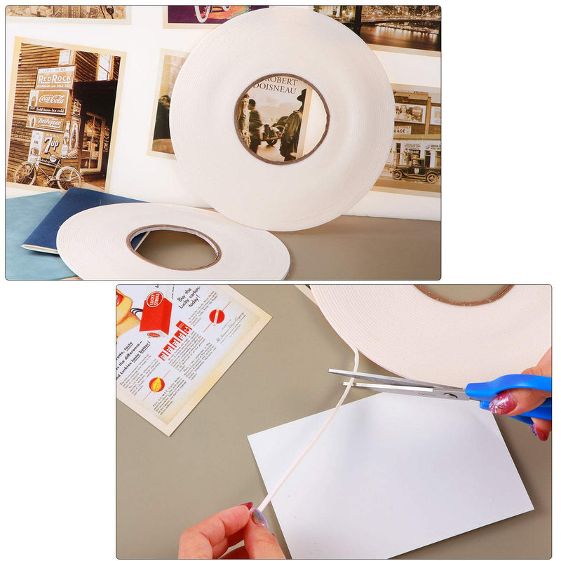 [Australia - AusPower] - 3 Rolls Double Sided Foam Tape PE Roll Double Faced Sponge Adhesive Mounting Tape(1/8 Inch by 50 Feet,White) White 1/8 Inch by 50 Feet 