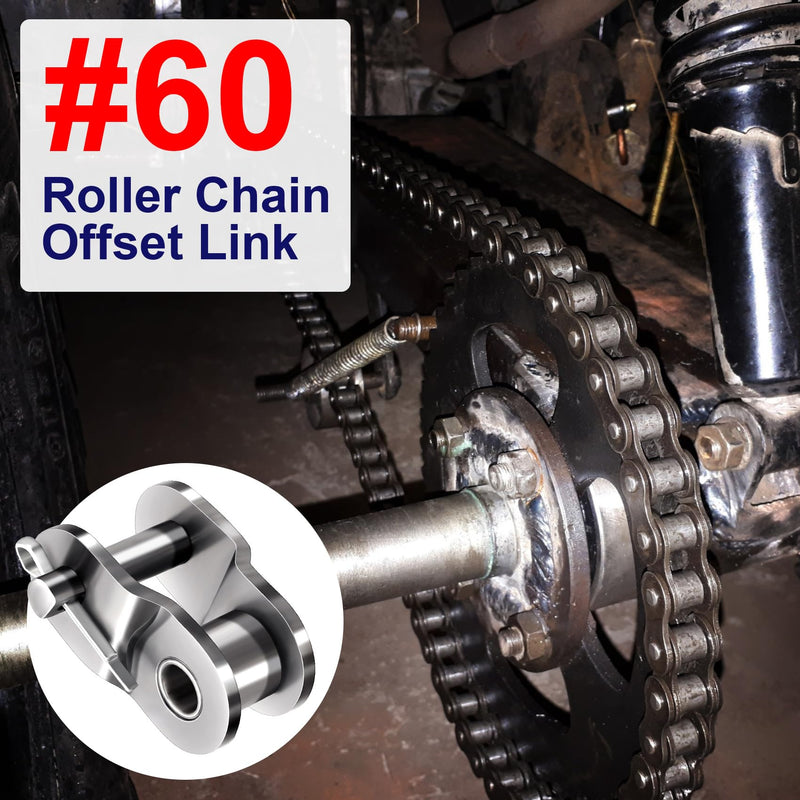 [Australia - AusPower] - 4 PCS #60 Roller Chain Offset Half Link, Carbon Steel Half Roll Chains Connecting Link, Crank Link 4 PCS #60 Roller Chain Offset Half Link 