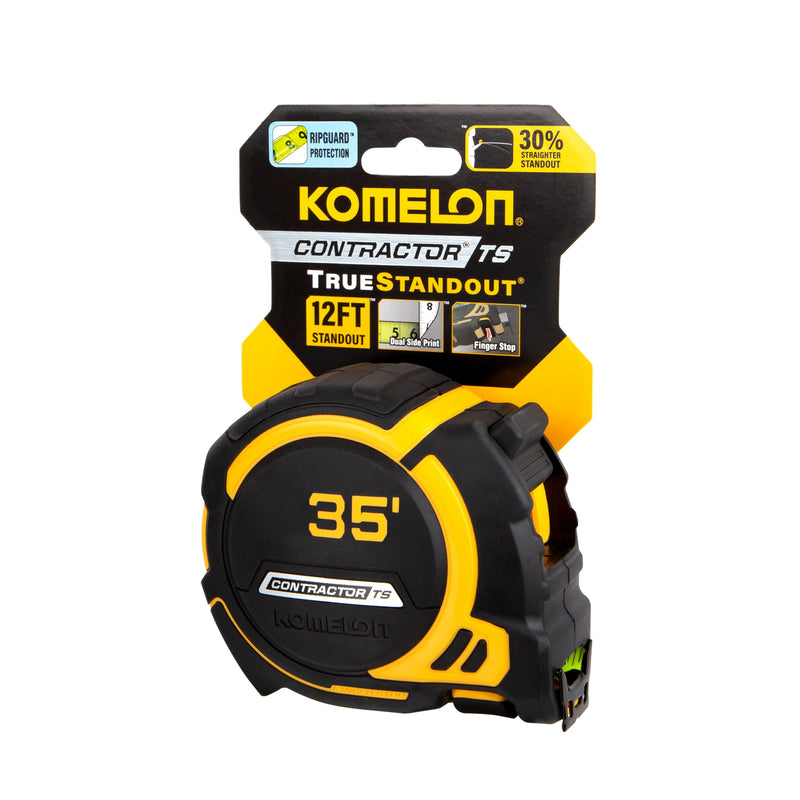 Komelon 35-Ft Contractor TS Wide blade Tape Measure with Backside Printing, Manual Lock, Long Standout (93435) 3.7 m WIDEBLADE - 35FT
