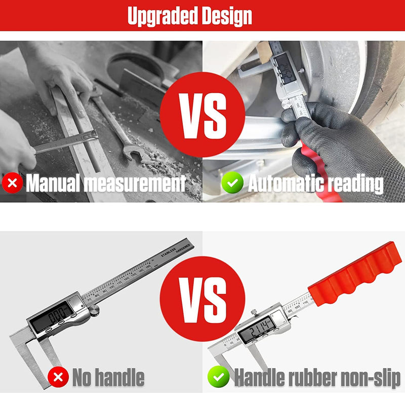 [Australia - AusPower] - Disc Brake Rotor Micrometer, 6 Inch Brake Rotor Caliper Measuring Tool of Inch and Millimeter Conversion Stainless Steel Electronic Vernier Caliper Auto-Off Feature Electronic Gauge with LCD Screen 