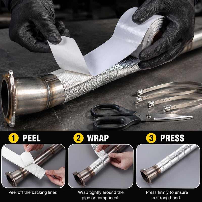 Heat Shield Tape Self-Adhesive Aluminum Fiberglass Heat Barrier(up to 400f) Reflects up to 90% Radiant Thermal 2" x 16.4' Roll Use for Racing Modified Car Engine Thermal Protection 1.97" X 16.4'