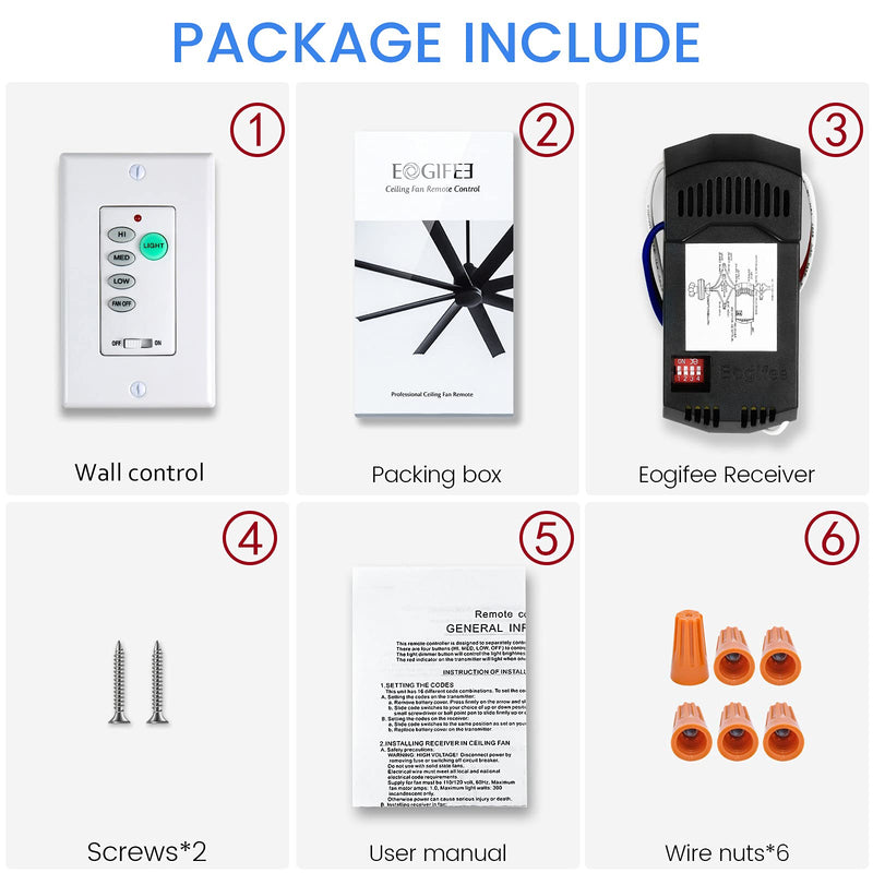 [Australia - AusPower] - Universal UC9050T Ceiling Fan Wall Remote Control Kits with Adjustable 3 Speed,Light Dimmer, Compatible with Hampton Bay Harbor Breeze Hunter UC9050T Big Kit 