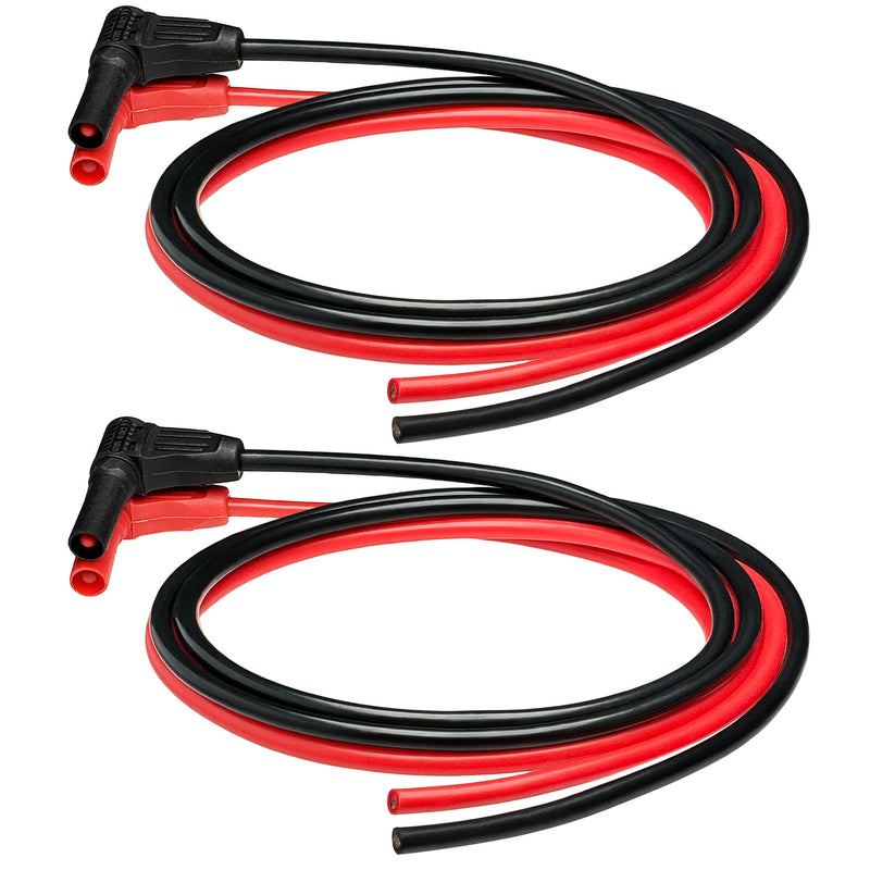 [Australia - AusPower] - CESS-218 Right Angle Seal Insulated Safety Banana Plug to Bare Wire - 3 Feet Soft Silicone Cable, Tinned Copper, 2 Pairs, Black and Red, Ideal for DIY Multimeter Test Leads 