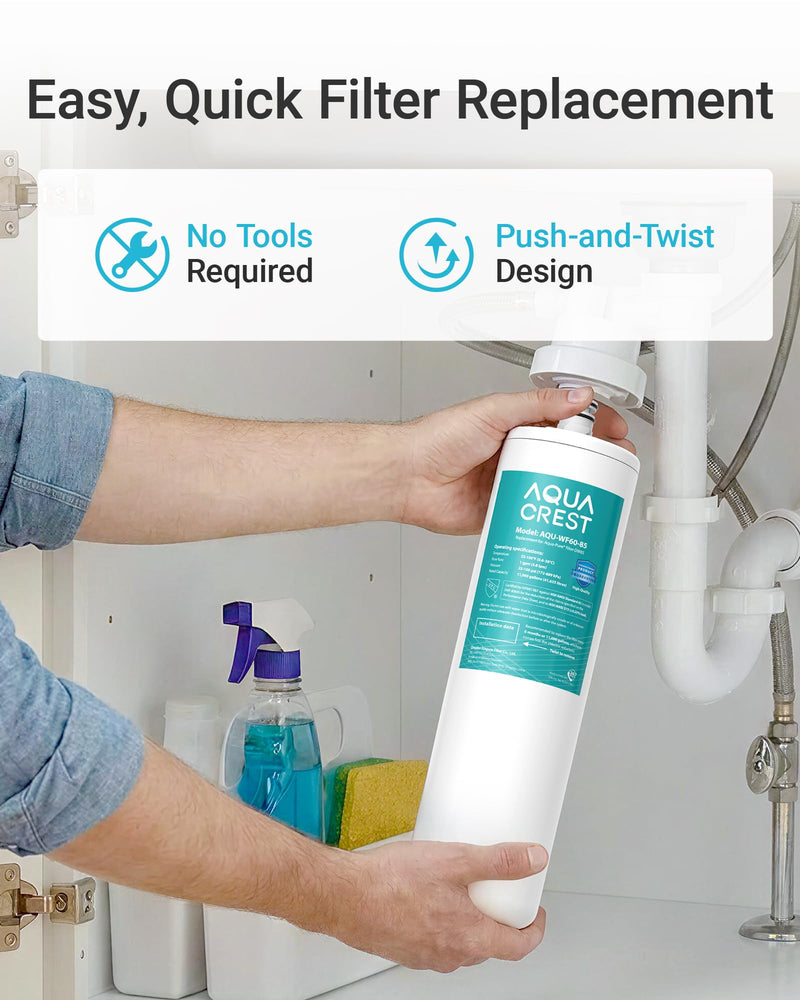 AQUA CREST DW85 Under Sink Water Filter, Replacement for Aqua-Pure® AP-DW85, 5584408, AP-DWS700, Cuno CFS8112, CFS8812X-S, CFS8720, KOHLER K-201-NA, KOHLER K-202-NA, NSF 42 Certified, Model No.WF60-85 WITHE