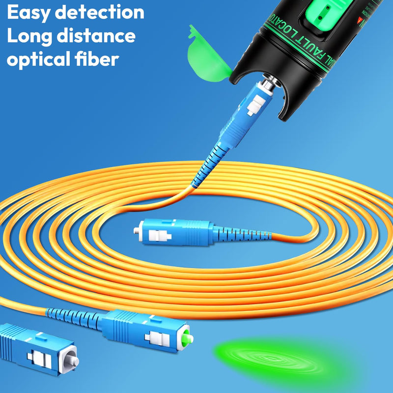 [Australia - AusPower] - Fiber Tester 30Km Visual Fault Locator FC/SC/ST Universal Interface with USB Type-C Cable & FC-LC Adapter (Green/510nm Wavelength) 