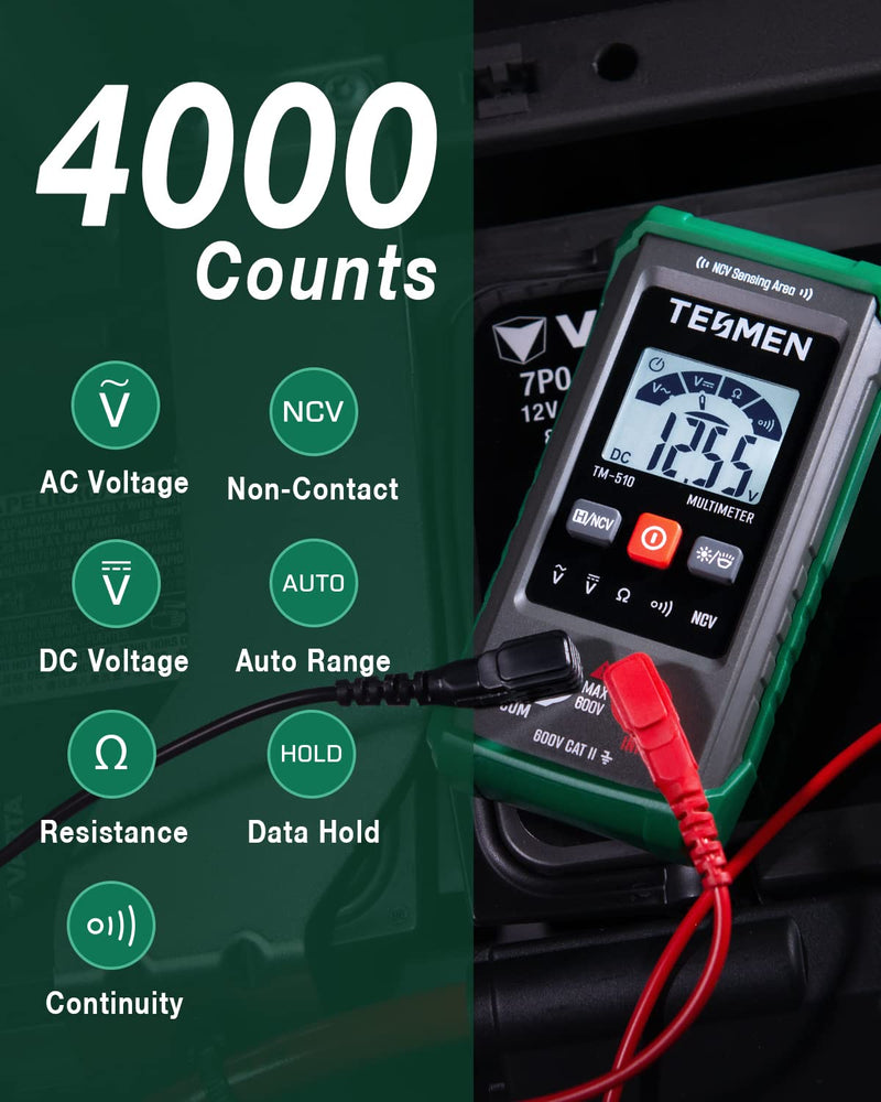 [Australia - AusPower] - TESMEN TOE-100BMAX GFCI Outlet Tester & TM-510 Smart Digital Multimeter Bundle, Essential Toolkit for Receptacle Test, GFCI Trip Time, Voltage Detection, NCV, Continuity and Resistance Measurement 