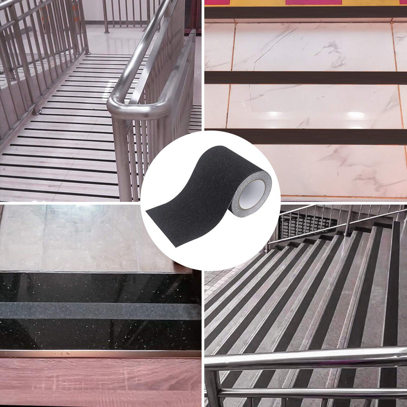 6 Inch x 20 Foot Anti Slip Traction Tape, Grip Tape Grit Non Slip, Outdoor Non Skid Treads, High Traction Friction Abrasive Adhesive Stairs Step, Black