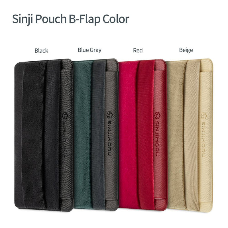 [Australia - AusPower] - Sinjimoru Phone Grip Credit Card Holder with Flap, Secure Stick-On Wallet as Phone Finger Strap Adhesive ID Card Case for iPhone Case. Sinji Pouch B-Flap Black 