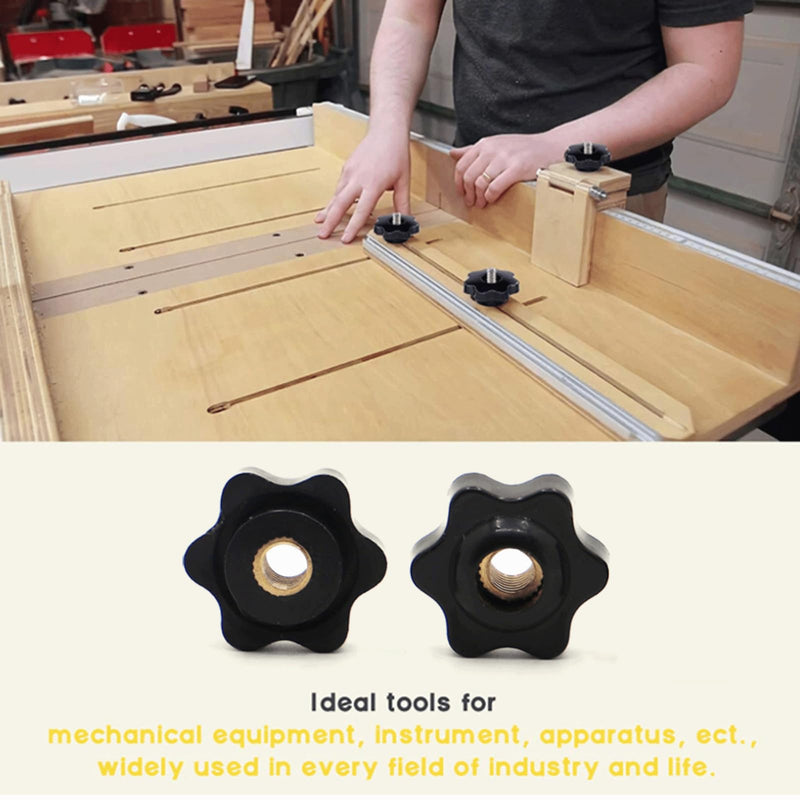 [Australia - AusPower] - 20PCS 6-Star Knobs, 1/4 Inch 20 Knob, Plastic Hexagon Head Thru Knobs, Nylon Clamping Knobs, Jig Knobs, Threaded Knobs, Knurled Knobs, Clamping Handle Screw Knobs, Through Hole Set-Up Thumb Nuts 