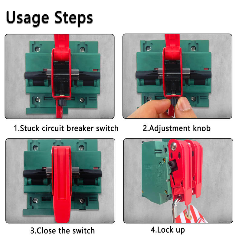 [Australia - AusPower] - Circuit Breaker Lockout,Red Electrical Box Circuit Breaker Lockout,Tagout Breaker Box Lock for 110-240v Standard Single and Double Toggles,OSHA Compliant (1 set with lock) 1 set with lock 