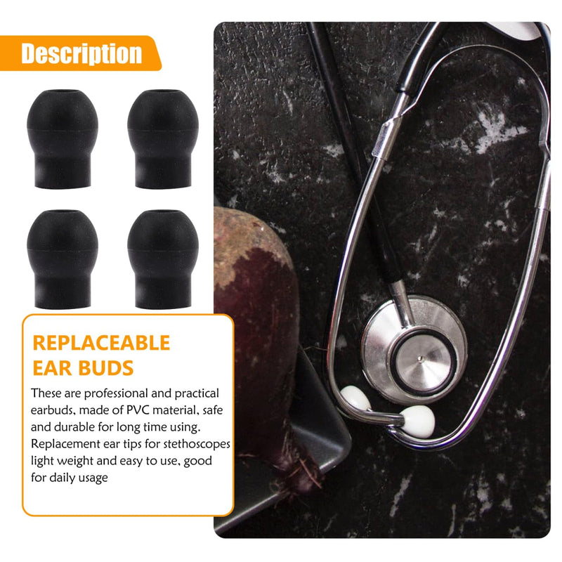 GLEAVI Set of 4 Stethoscope Replacement Earplugs Soft PVC Earplugs for Doctors and Nurses - Medical Accessories for Everyday Clinics (1.5 x 1.2 cm) 1.80X1.50X1.50CM black