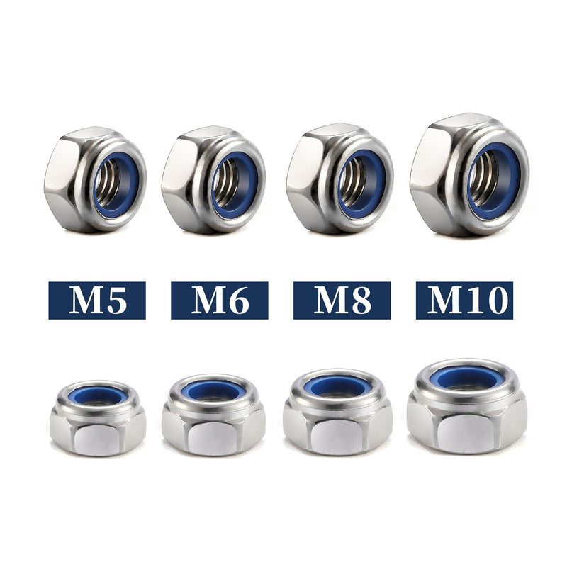 [Australia - AusPower] - M6 x 1.0mm Nylon Insert Hex Lock Nuts 50Pcs 304 Stainless Steel Locknuts, Hex Drive, Bright Finish, by SG TZH M6 Silver 50 
