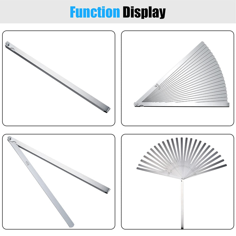 [Australia - AusPower] - Stainless Steel Feeler Gauge Measuring Tool Dual Marked Metric and Imperial Measuring (0.038-1.02 mm,25 Blades) 