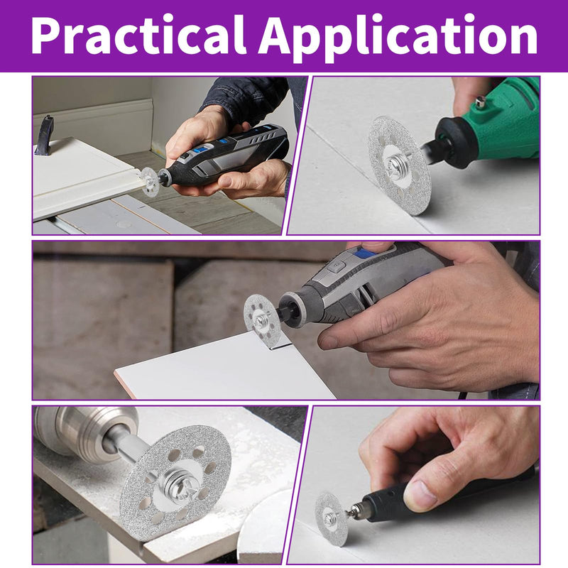 [Australia - AusPower] - 32-Piece Diamond Cutter Set 120 Grit Rotary Tool Accessories with Diamond Cutting Disc and 3 mm Shank Fit for Stone Glass Ceramic Carving, Grinding, Polishing, Engraving, Cutting 32PCS-120 Körnung 