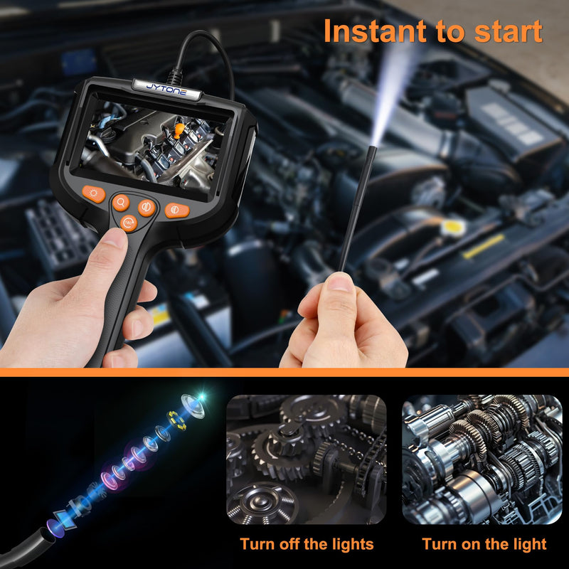 Endoscope Camera with Light, 5.5mm Waterproof Borescope with 4.3" HD Screen, 16.5ft Semi-Rigid Cable for Automotive, Plumbing, Pipe Inspection 4.3IN-16.5FT