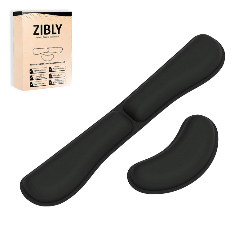 [Australia - AusPower] - Ergonomic Gel Keyboard Wrist Rest & Mousepad Rests for Computer, Silky Memory Foam for Typing, Laptop Keyboard and Mouse Desk Pads Support Hand and Arm, 2 Piece Pad for Office and Travel Black Combo 
