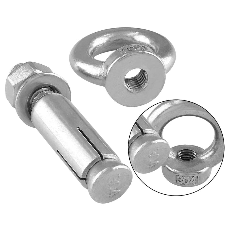 [Australia - AusPower] - 5PCS M8 x 50mm Ring Lifting Expansion Eyebolt Bolt Screw, 304 Stainless Steel Wall Concrete Brick Anchor Bolt 