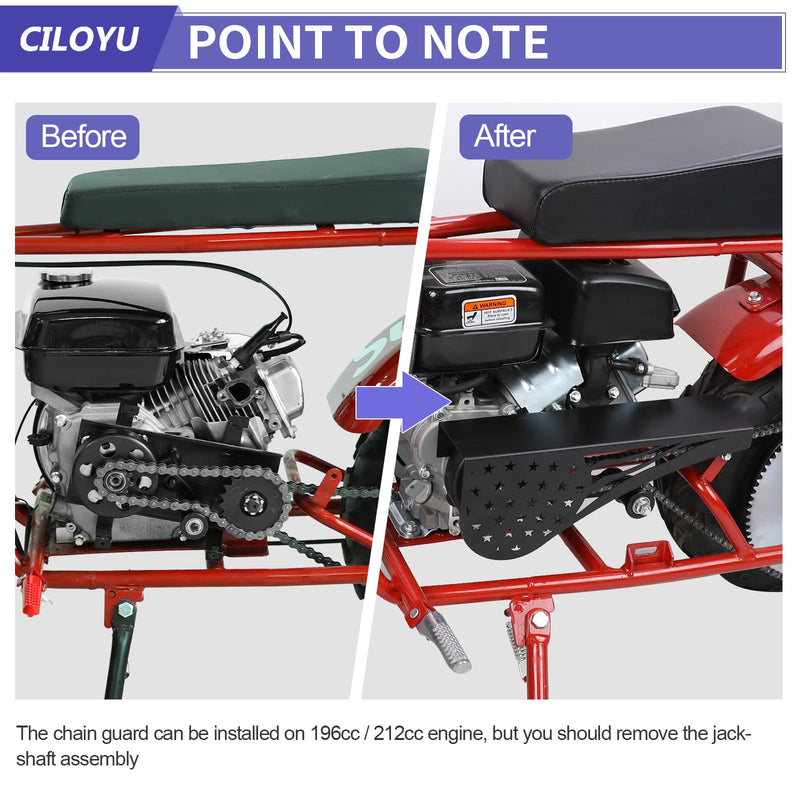 [Australia - AusPower] - Metal Mini Bike Chain Guard 212 Clutch Cover Compatible with Predator 224cc Coleman CT200U CT200U-EX BT200X Baja MB200 Doodlebug DB30 CT100U CC100X Motovox Mbx10 Mbx11 196cc GX160 Engine Parts black 