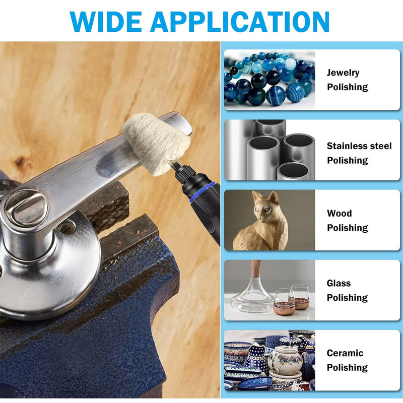 [Australia - AusPower] - 6PCS Drill Buffing Wheels with 3PCS Polish Compound, Wheel Polishing for Drill, Buffing Pad Polishing Wheel Tool Kits for Metal, Stainless Steel, Jewelry, Wood, Plastic, Ceramic, Glass and etc 
