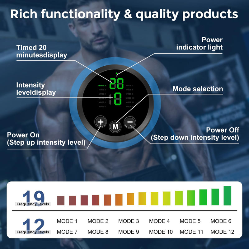 ABS Stimulator,Ab Machine, EMS Muscle Stimulator Ab Workout Equipment, Ab Machine Abdominal Trainer for Men and Women Home Fitness Training, Electric Muscle Stimulation Core Exercise Device White
