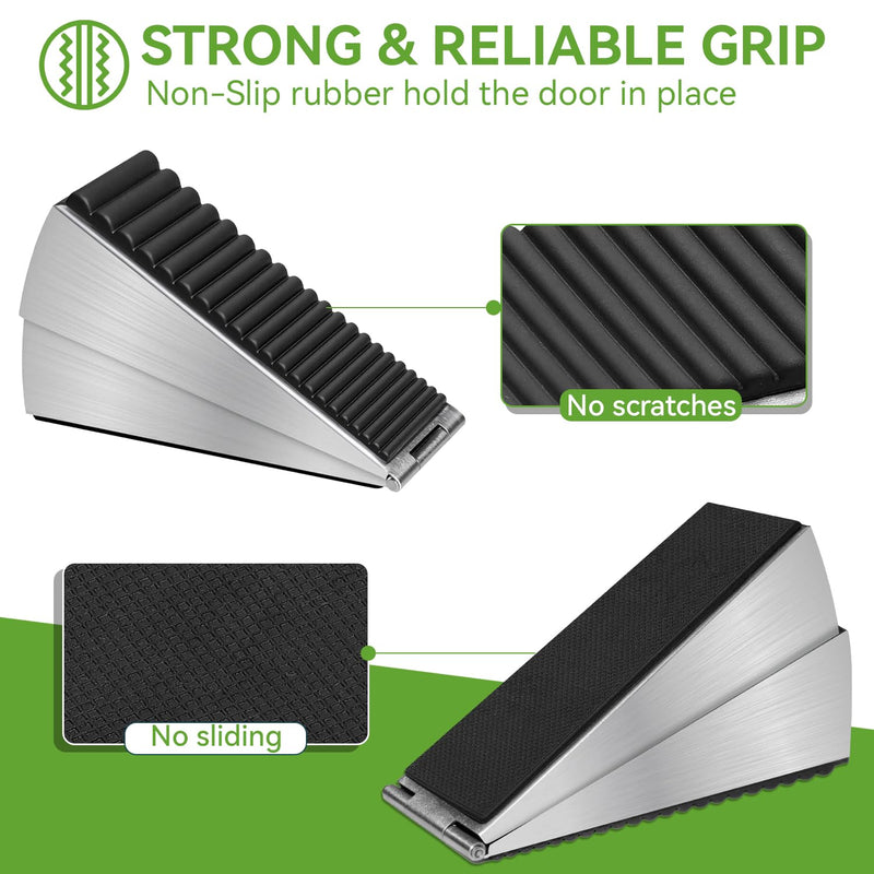 [Australia - AusPower] - Adjustable Heavy Duty Door Stopper, Spring Loaded with Holder, Tall up to 3 in Strongest Stainless Steel Doorstop for Bottom of Any Heavy Door Silver 