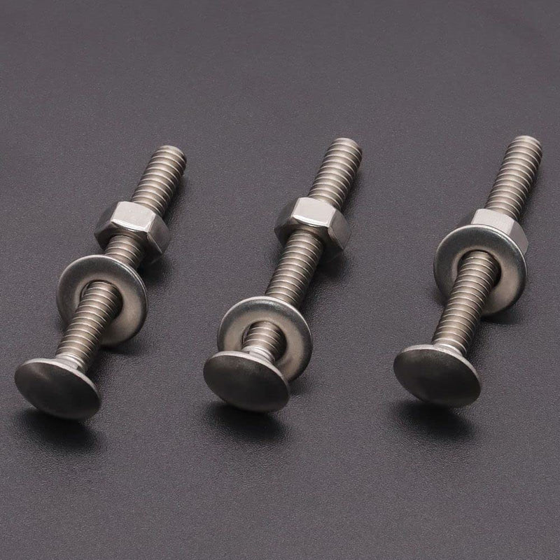 [Australia - AusPower] - 1/2-13 x 3-1/2" (4 Sets) Stainless Steel Square Neck Carriage Bolts with Nuts and Washers, Full Thread, No Coating Plain Finish, Coarse Thread UNC, Stainless Steel 304 (18-8) 1/2-13 x 3-1/2" 4 