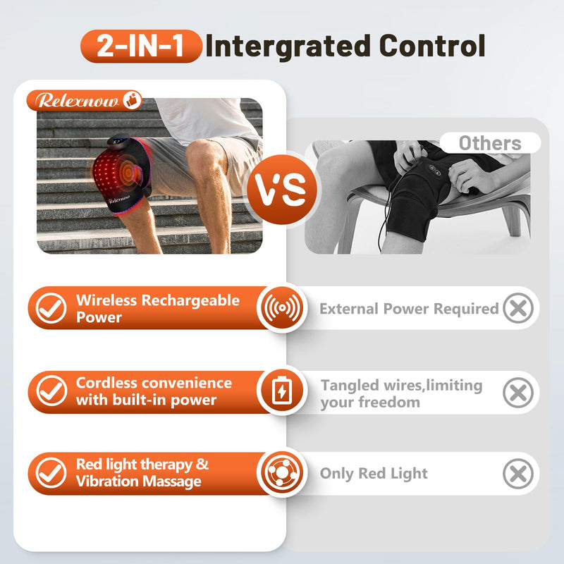 [Australia - AusPower] - RELEXNOW Red Light Therapy for Knee with Heat & Vibration Massage, Extension Band, Wireless Controller, 660nm&850nm Near Infrared Light Therapy Heated Device for Knee/Elbow/Shoulder Purple 