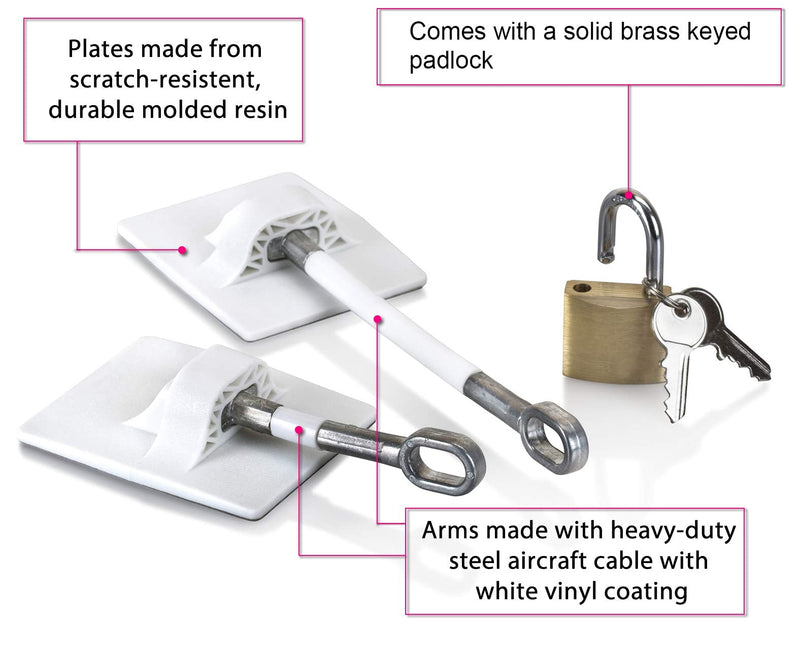 Refrigerator Door Lock with Padlock - White 1-Pack, White with Keyed Padlock
