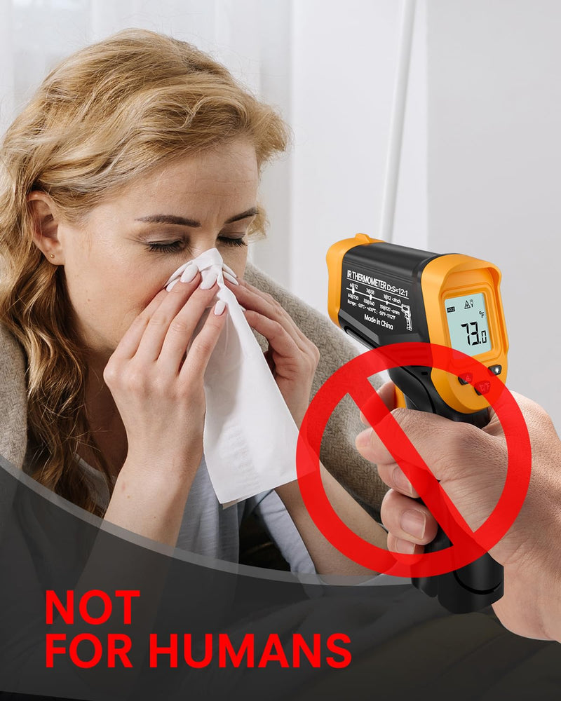 [Australia - AusPower] - Infrared Thermometer, Small IR Temperature Meter -50°C - 600°C (-58°F-1112°F), Non-Contact Digital Laser Thermometer with Meat Thermometer, Non-Medical, for Cooking/Barbecue/Freezer 600°C version with meat thermometer 